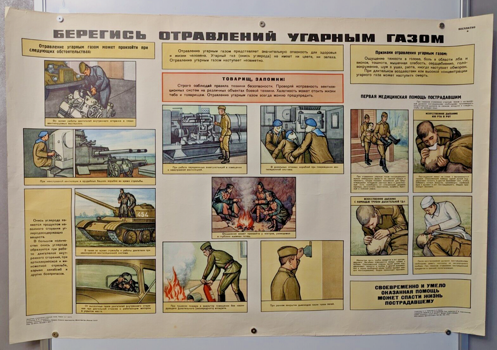 Cold War propaganda poster featuring helmet with red star and AK-47 rifle from 1977