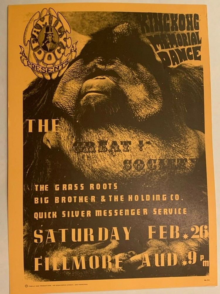 1966 Big Brother Avalon Ballroom Family Dog Concert Poster FD-2(2) Wilson Vintage Rock Memorabilia