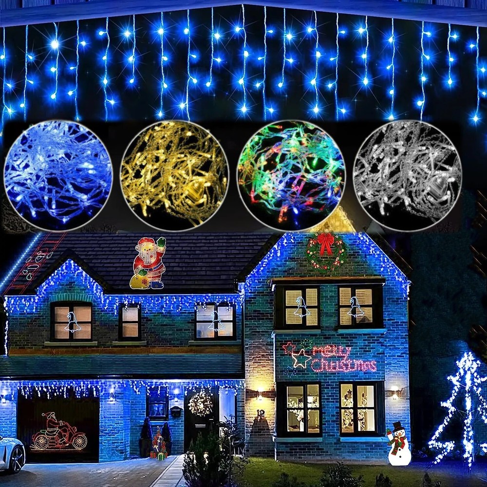 5M Christmas LED Icicle Falling Rain Curtain Fairy String Lights Outdoor Party