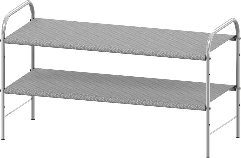 2-Tier Grey Shoe Rack Organizer for Compact Storage