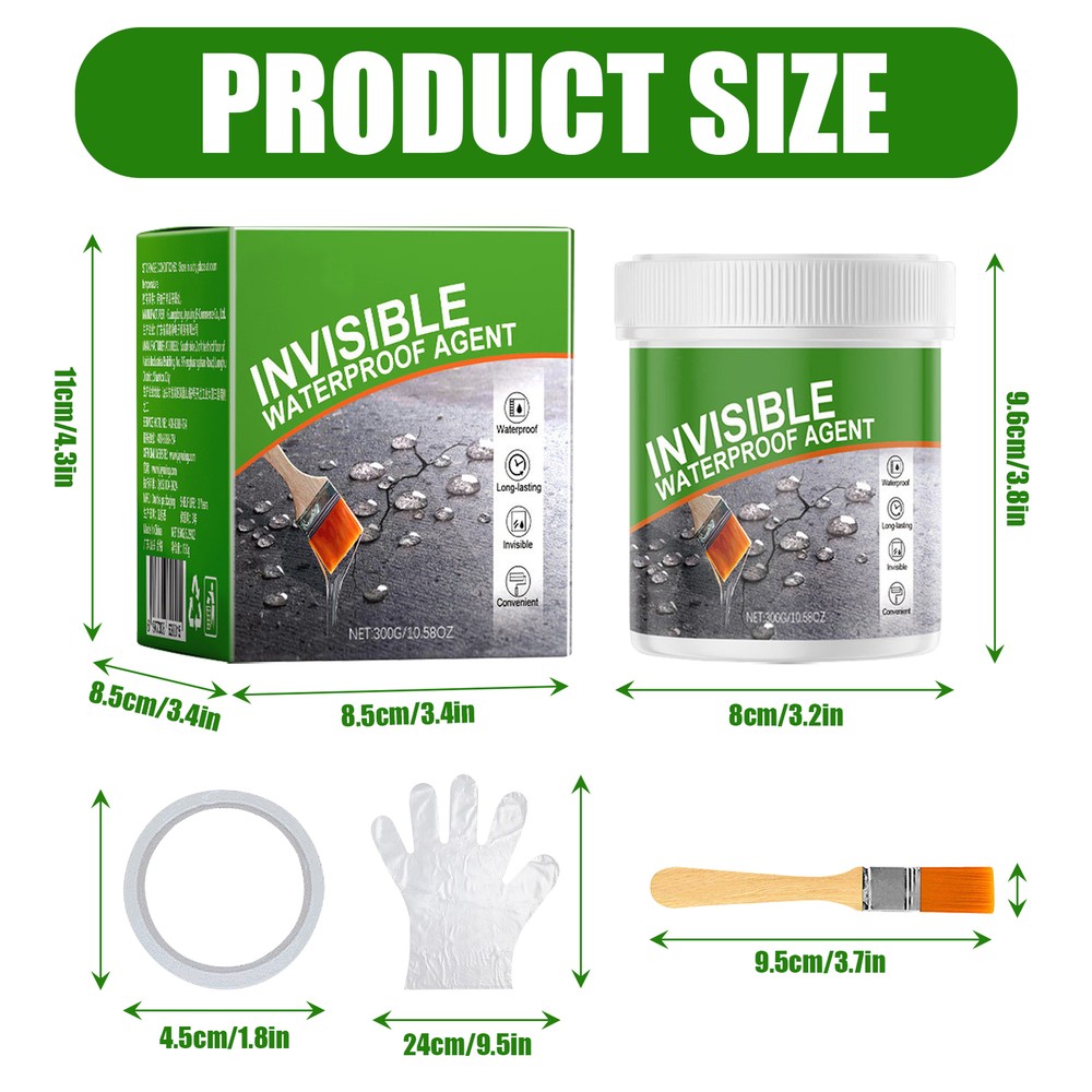 300g Liquid Waterproof Sealant with Brushes Indoor & Outdoor Roof Walls Bathroom