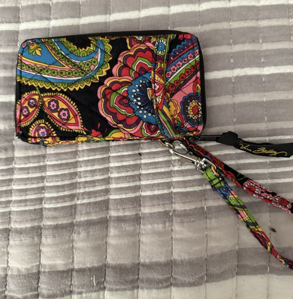 Vera Bradley Wristlet Wallet Multicolor Floral Paisley Pattern Women