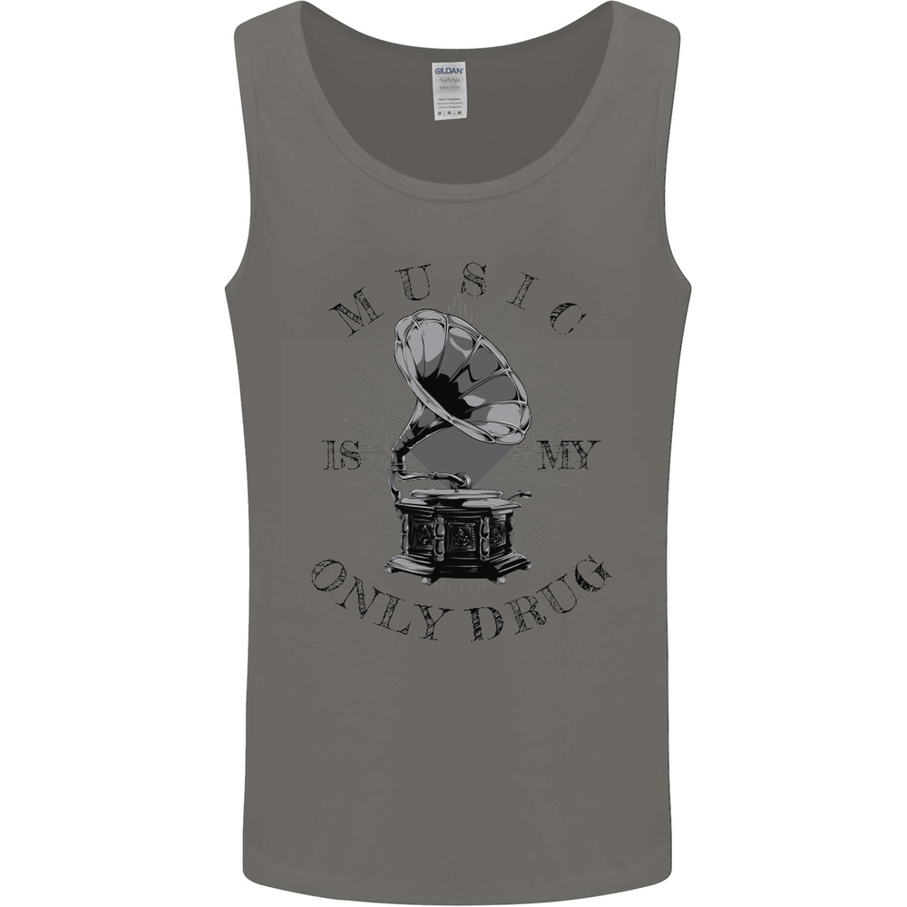 Music Is My Only Drug Funny DJ Vinyl Decks Mens Vest Tank Top