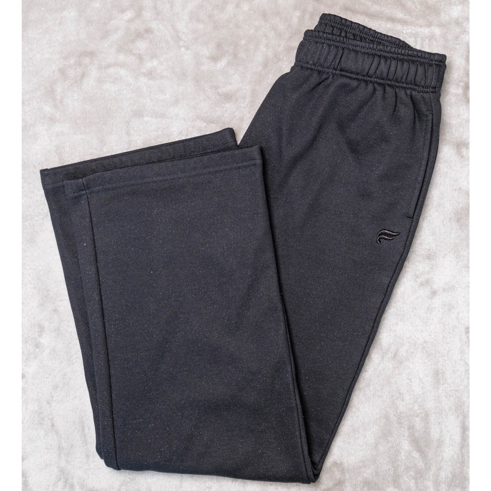 Fabletics Womens Cozy Fleece Black Glitter Wide Leg Sweatpants Size M
