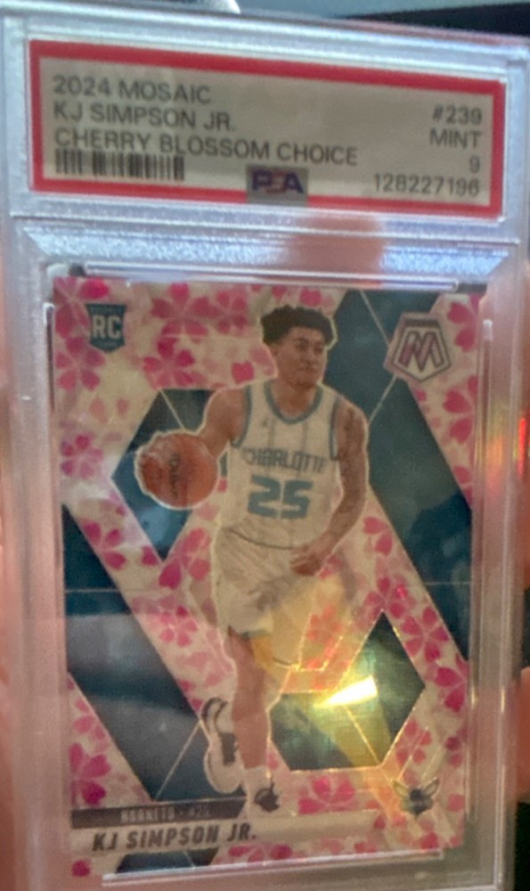 Panini Mosaic KJ Simpson Jr. #239 Cherry Blossom Prizm /20 PSA 9 RC Hornets