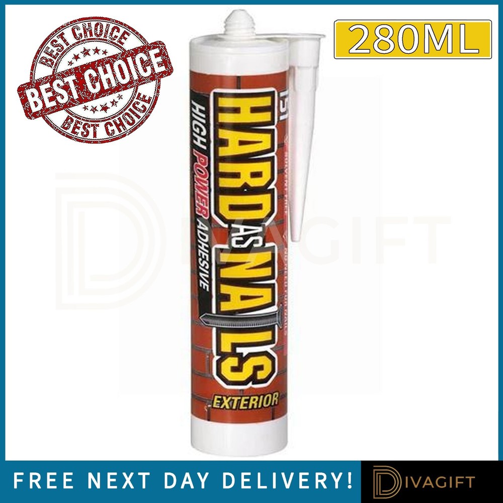 ADHESIVE GLUE SEALANT 280ML HARD AS NAILS EXTERIOR NO MORE NAILS CARTRIDGES NEW