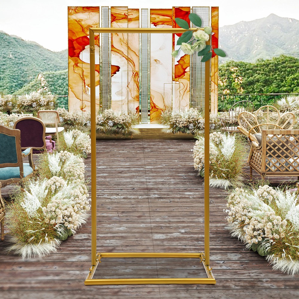 Gold Square Metal Arch Wedding Graduation Party Decor Backdrop