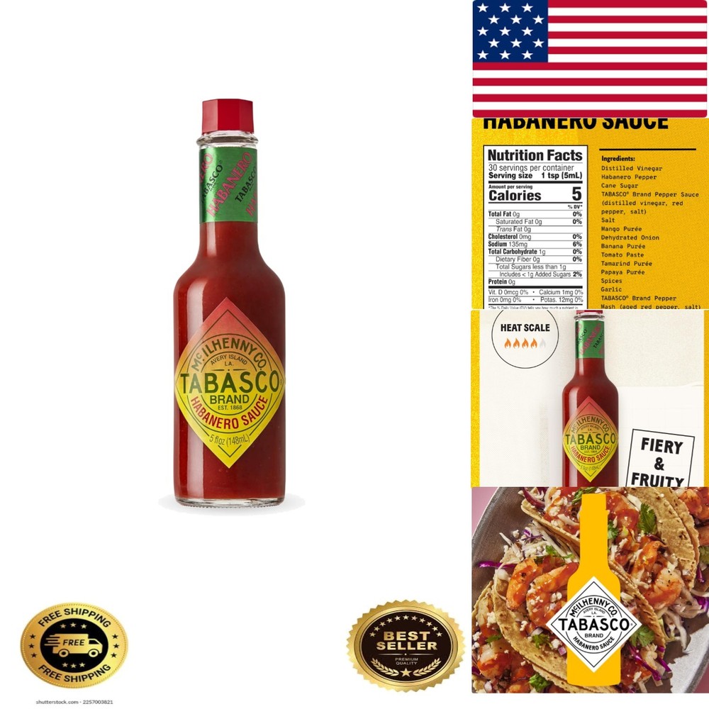 Brand Habanero Sauce, Spicy & Fruity Habanero Hot Sauce, Glass Bottle, Jamaic...