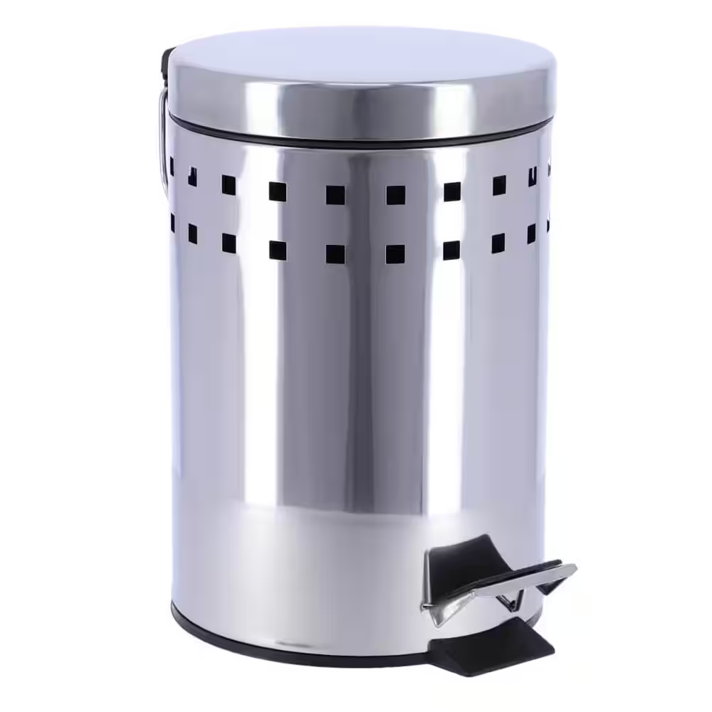 3 L/0.8 Gal. round Perforated Metal Bath Floor Step Trash Can Waste Bin and Stai