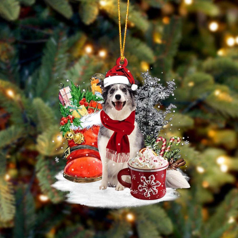 Blue Merle Collie-Winter Cup Ornament  Plastic Gift Tree Christmas