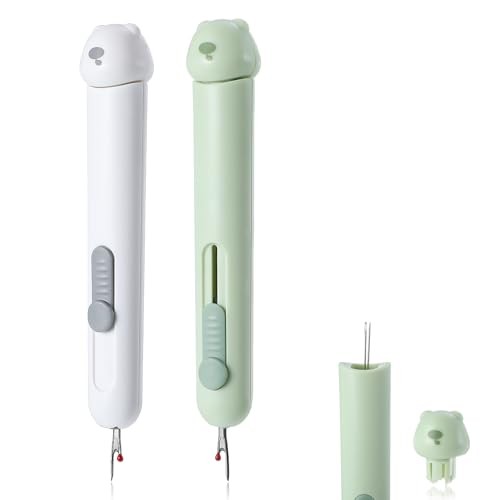 2-Piece 3-in-1 Automatic Needle Threader & Seam Ripper Set for Sewing