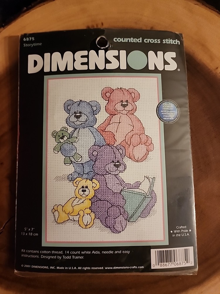 Dimensions 6875 STORYTIME Bears Pink Blue Counted Cross Stitch Craft Kit 2001