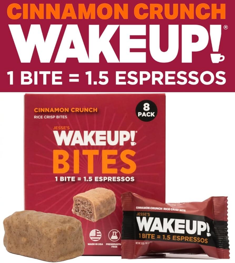 WAKE UP! Caffeinated Cinnamon Crunch Protein Bites - Gluten Free, Vegetarian,...