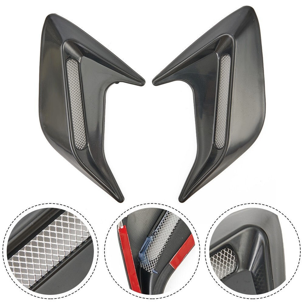2pc Black Car Gills Side Fender Vent Air Flow Fender Trim Cover Sticker Car Deco