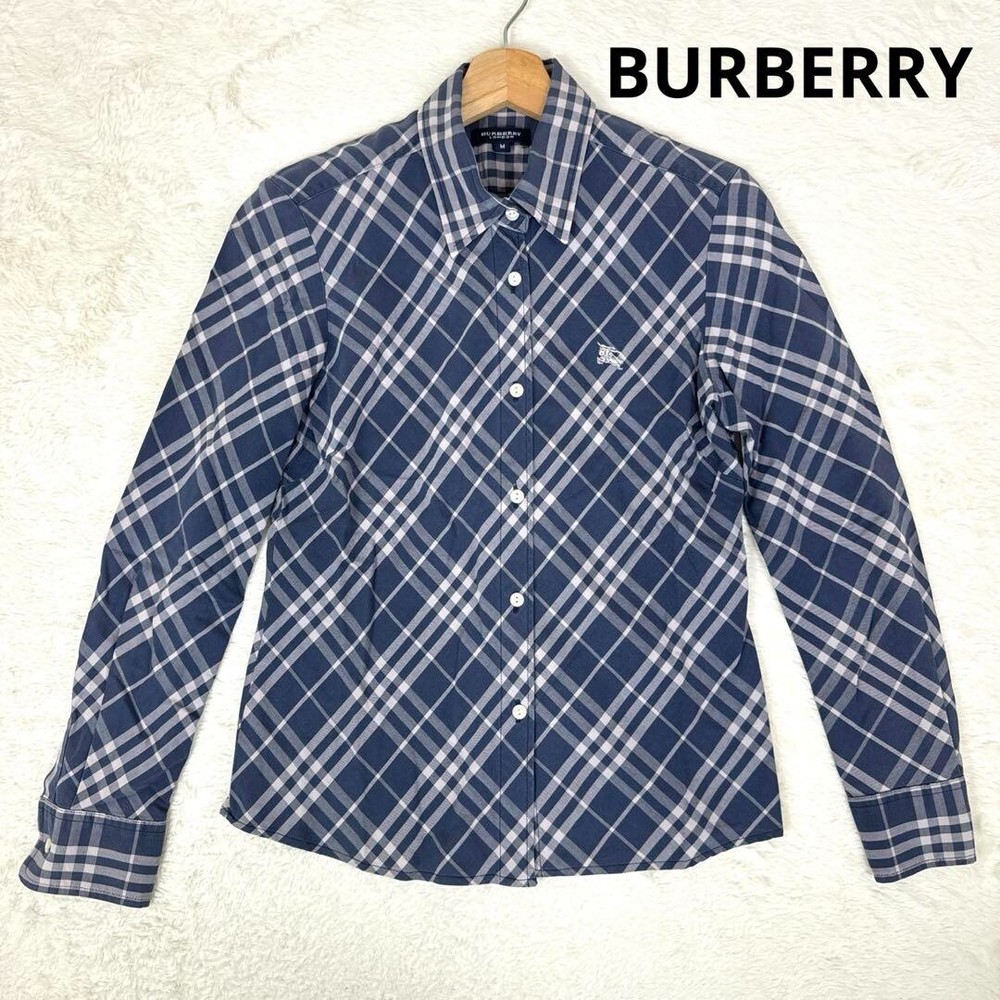 Burberry London Long Sleeve Shirt Blouse Nova Check Cotton Women Size M Used