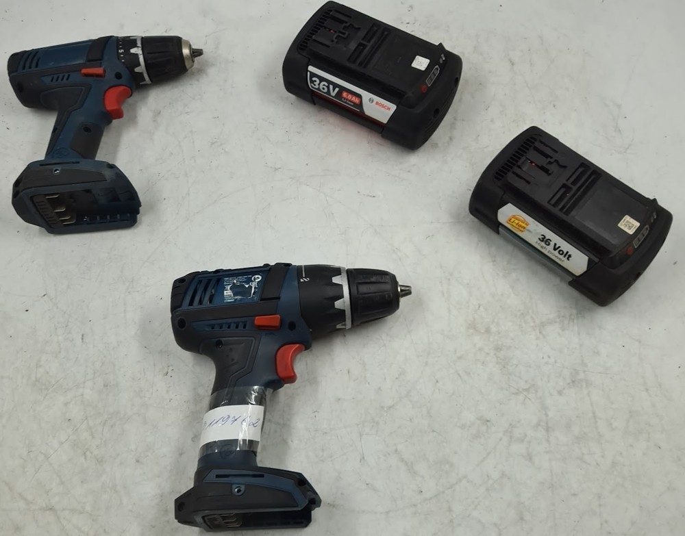 Lot of 4 Various Bosch Power Tools, GSR 18 V-LI, GSR 18-2-LI - Used, Working