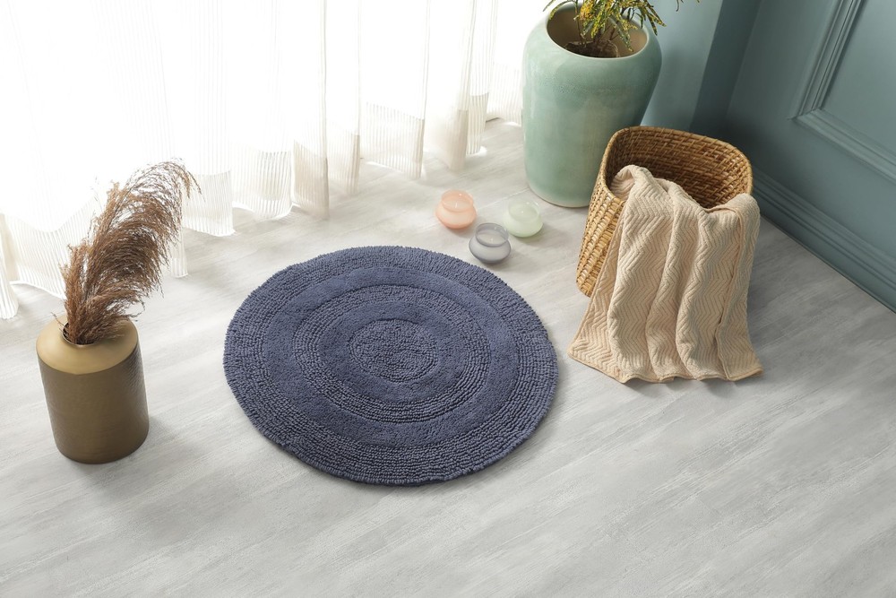 100% Organic Cotton Round Bathroom Rug, Luxury Ultra Soft & Water Absorbent B...
