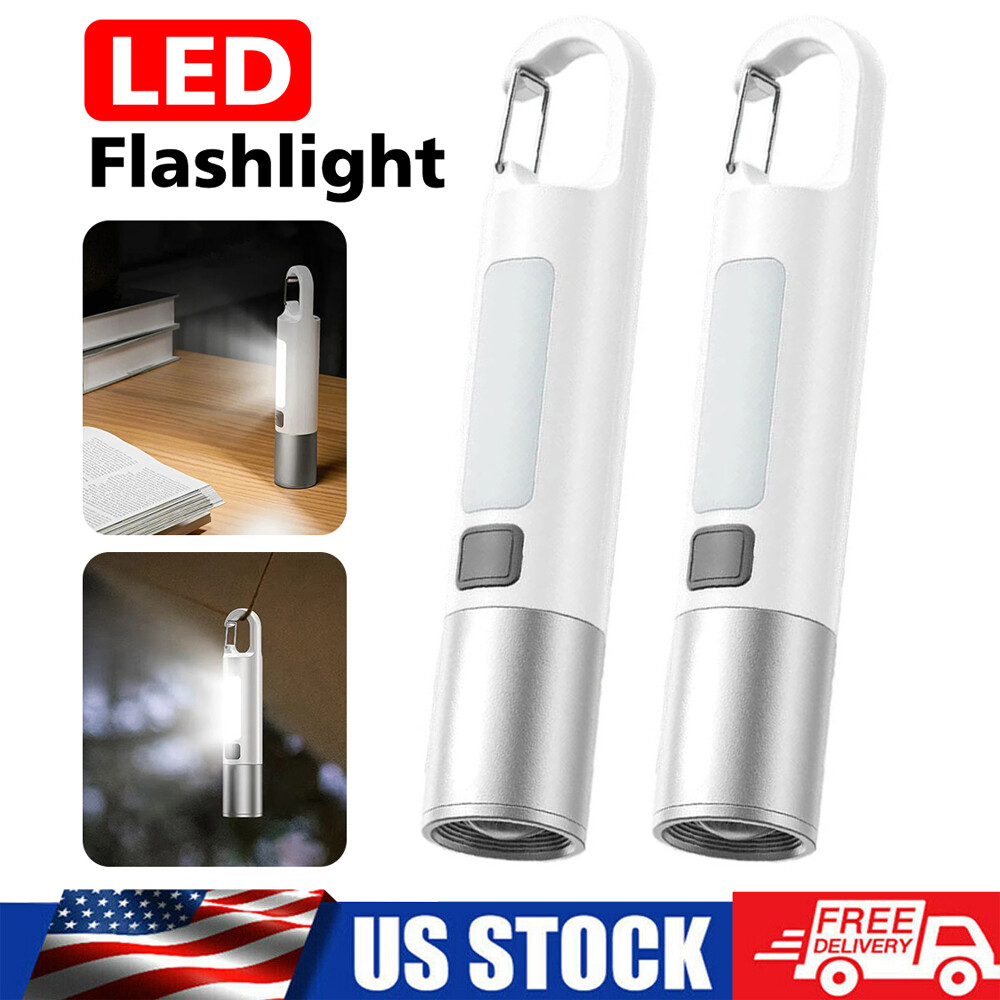 Mini USB Rechargeable LED Flashlight COB Work Lamp Torch Portable Light 3 Modes
