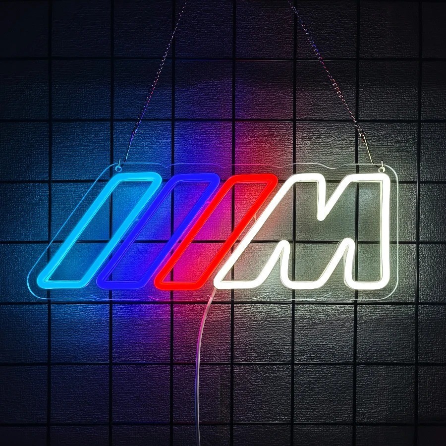 M Series Style Car LED Neon Wall Light Sign for Garage Game Room Man Cave Decor