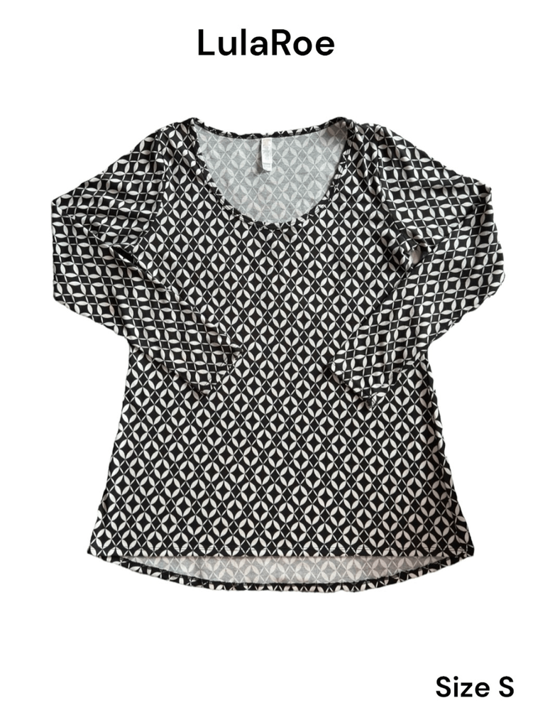 LuLaRoe Womens Black White Geometric Diamond Dot Tee Size S Item 05