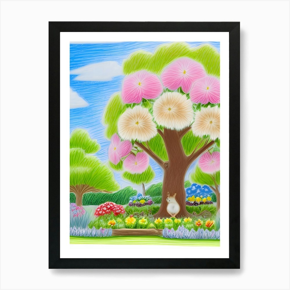 Tree in the Park Framed Art Print Canvas Wall Decor Picture
