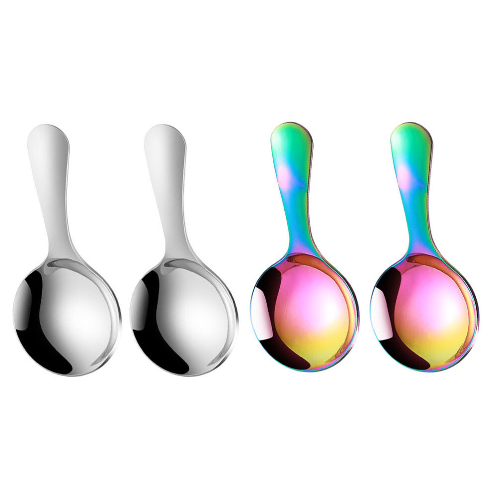 4-Piece Stainless Steel Dessert Spoon Set for Elegant Dining