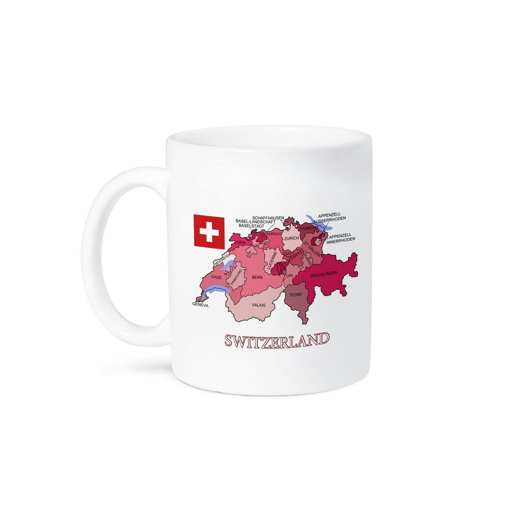 3dRose, Flag And Map Of Switzerland Showing The Cantons In Multicolors, Mug