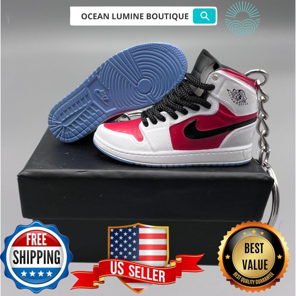 Air Jordan 3D Mini Sneaker Keychain, Basketball Sneaker Collectible, Box Options