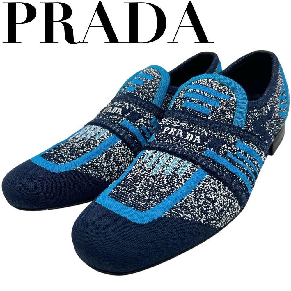 Prada Men's Blue Knit Loafers Size 7.5 US Pre-Owned