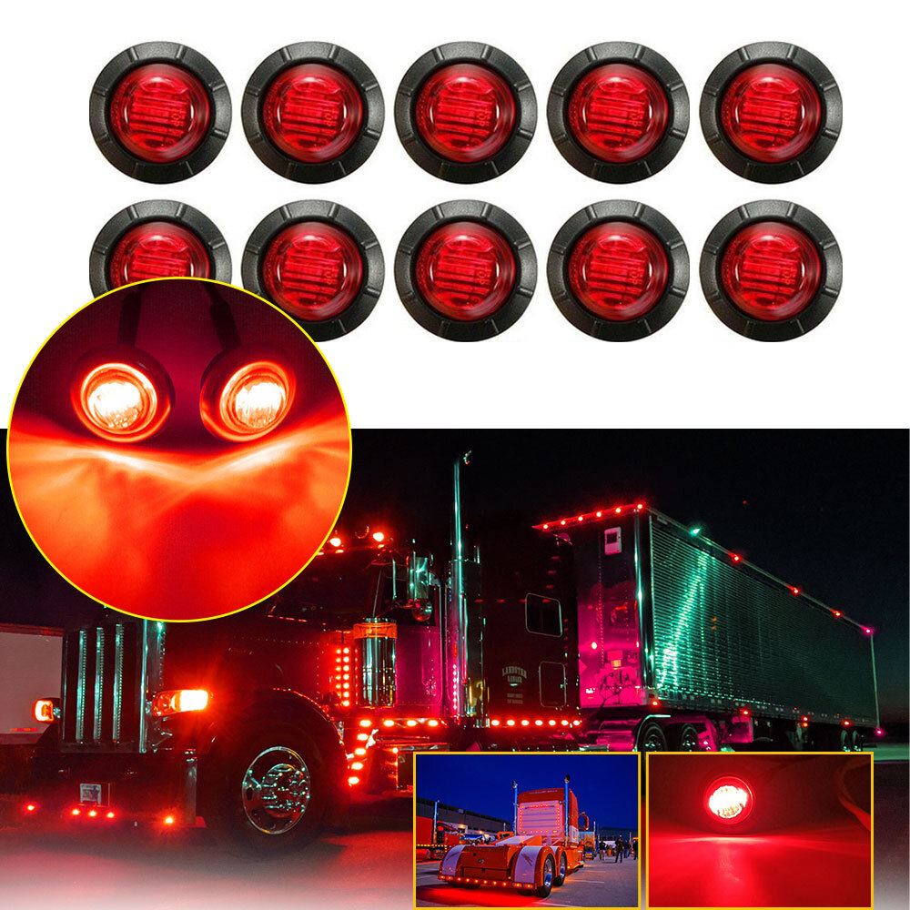 10* Red LED Side Marker Clearance Light Identification Lamp Trailer Truck Pickup