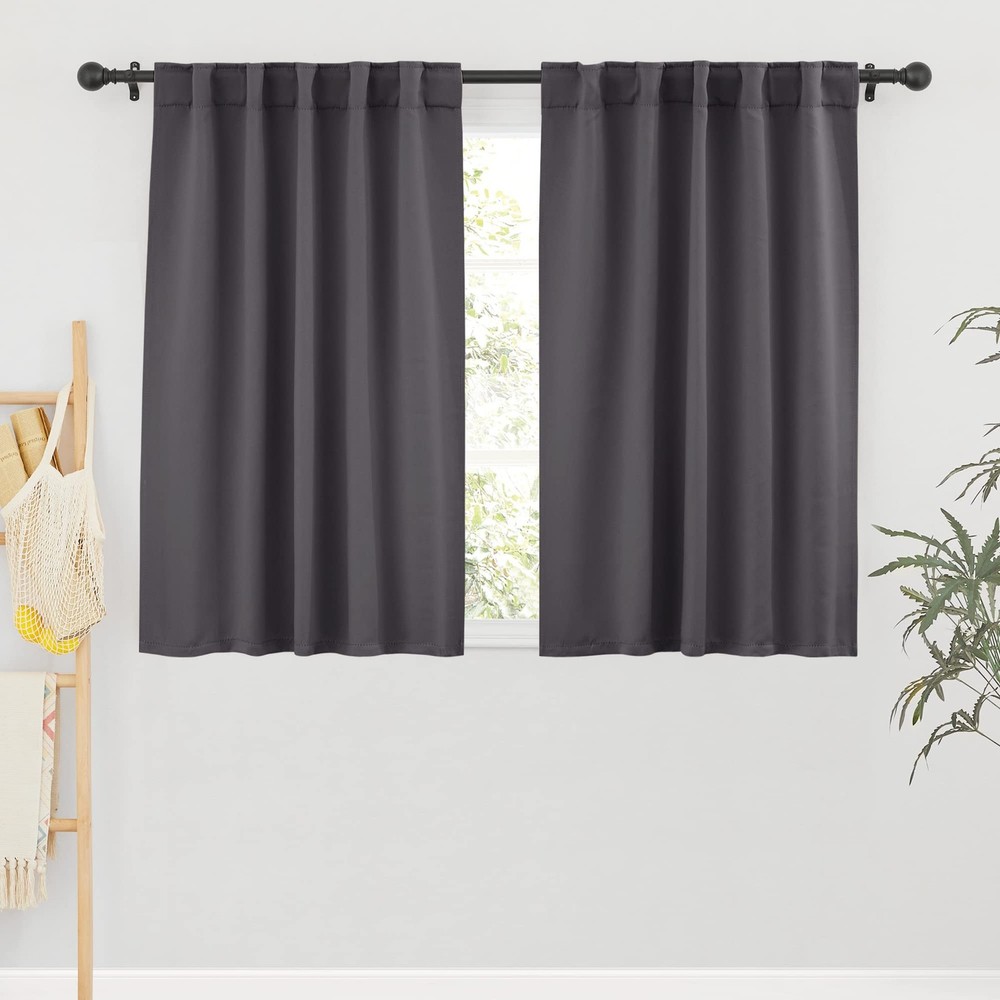 Grey Blackout Thermal Insulated Curtains for Bedroom Kitchen Windows
