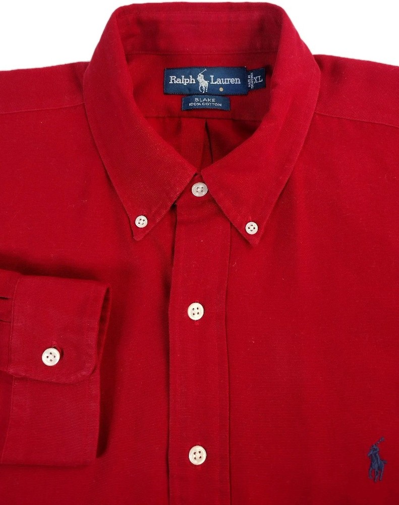 Vtg Polo Ralph Lauren Shirt Mens XL Red Blake Long Sleeve Button Down