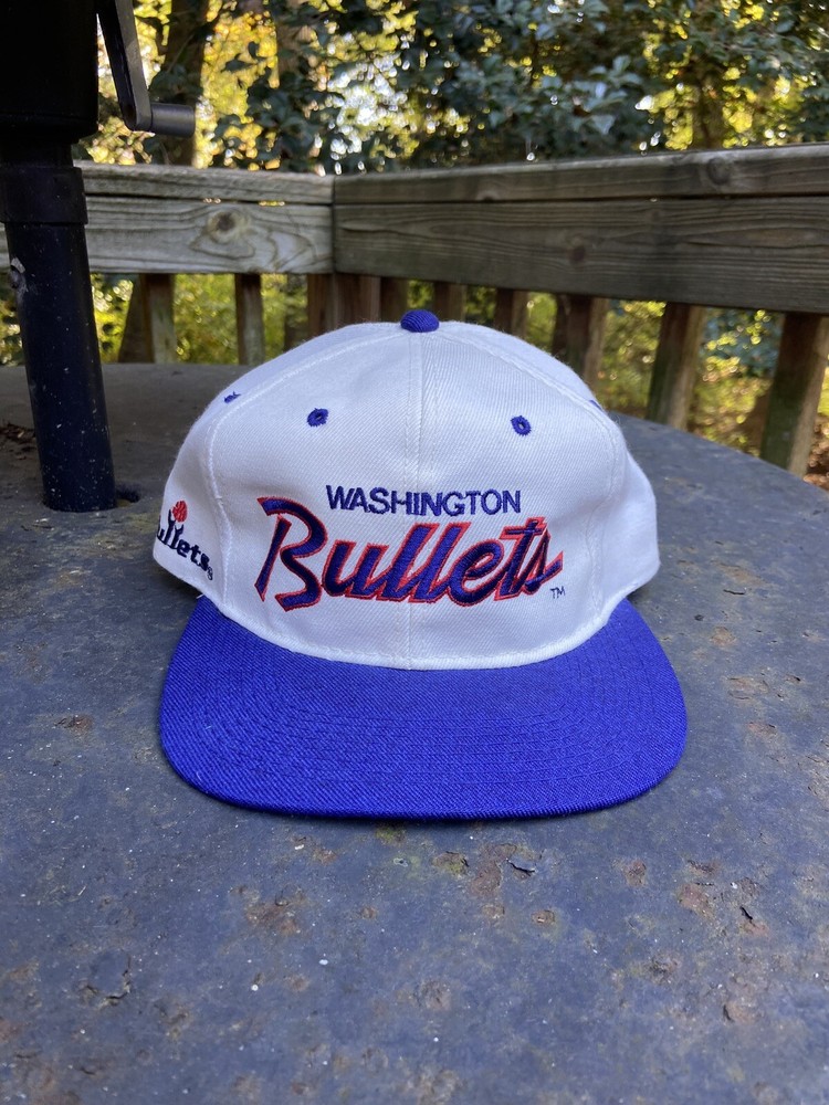 Vintage White and Blue Washington Bullets Sports Specialties Script Snapback Hat