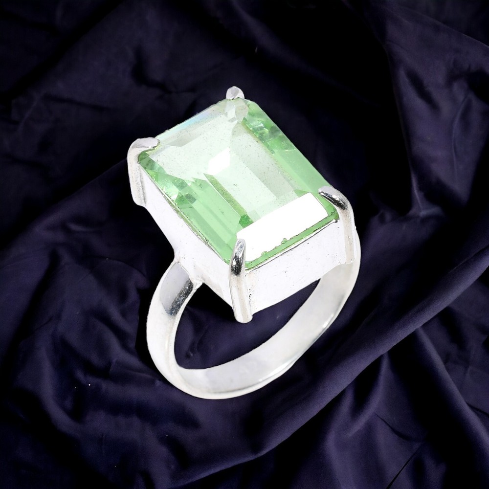 Gift For Her 925 Silver Natural Peridot Gemstone Stackable Dainty Ring Size 6