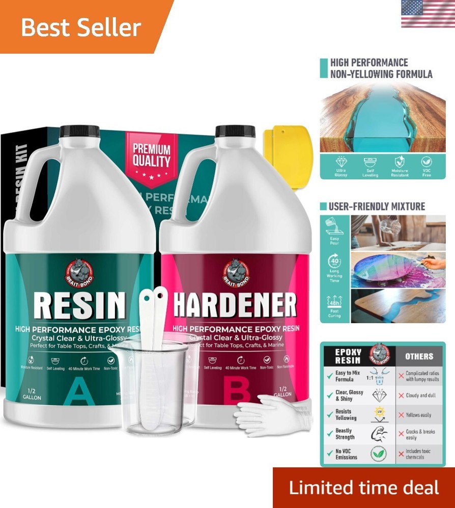 Epoxy Resin 1 Gallon Kit - Ultra-Gloss Crystal Clear Self-Leveling UV Resistant