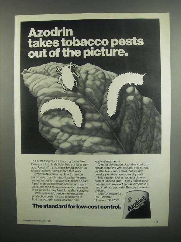 1984 Shell Azodrin 5 Insecticide Ad - Tobacco Pests