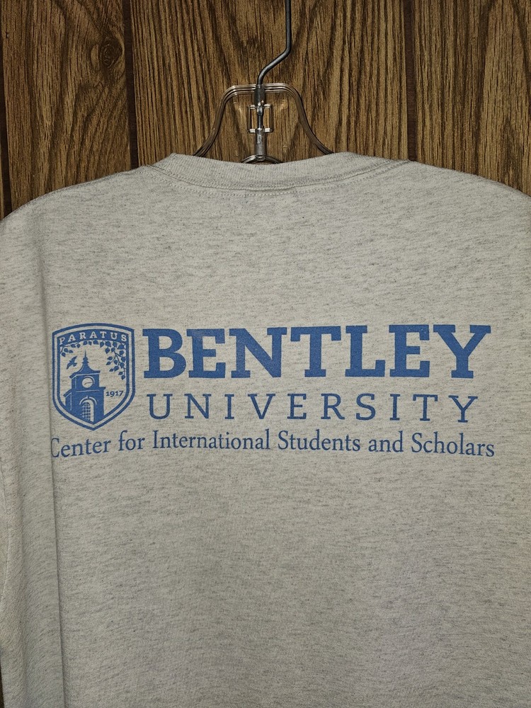 Vintage Bentley University Medium Mens Gray Double-sided Graphic Logo Tee NCAA
