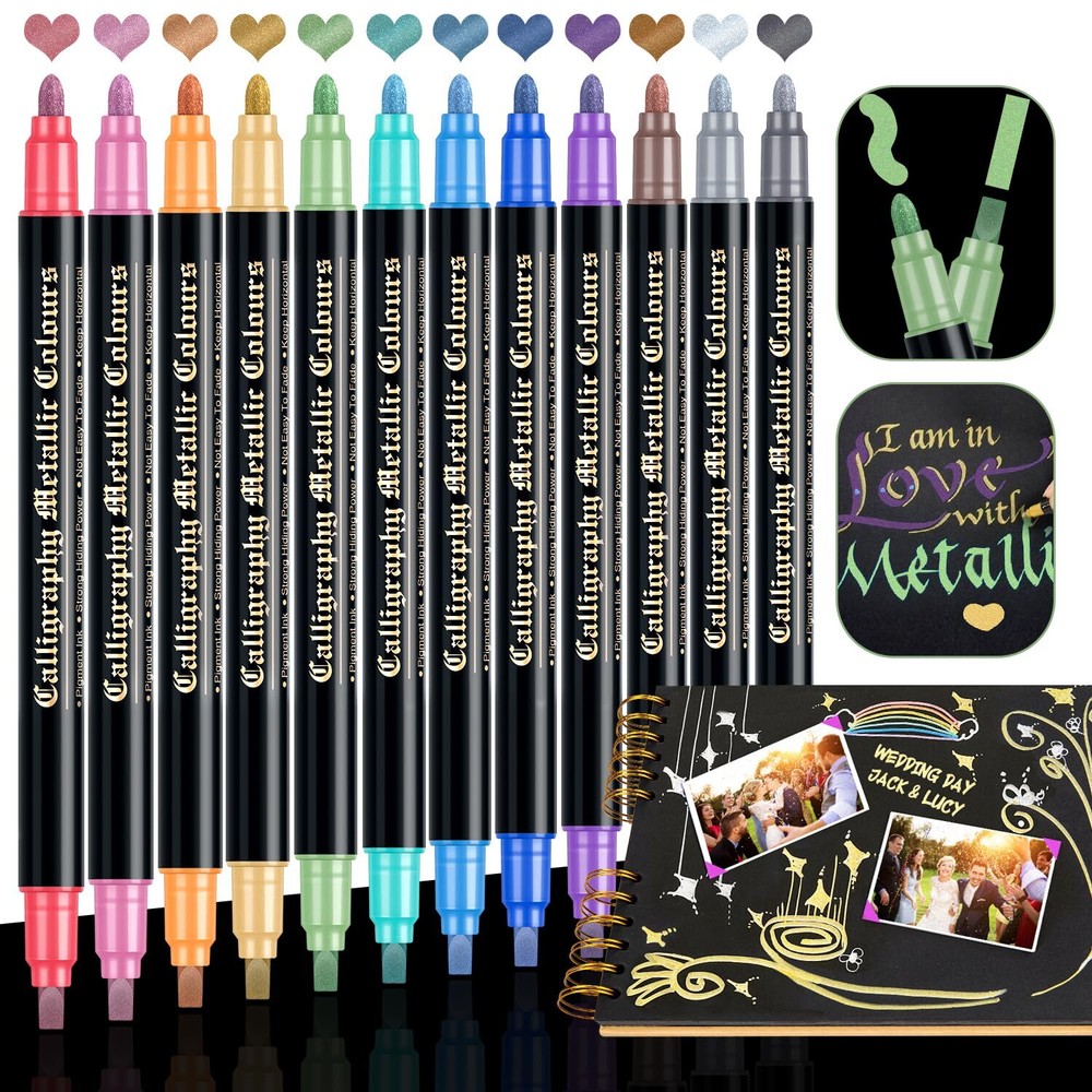 DAPAWIN Metallic Markers for Scrapbooking: 12 Scrapbook Markers, Scrapbook Me...