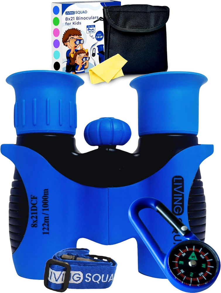 Kids 8x21 Binoculars for Bird Watching Stargazing Hiking with Case Strap