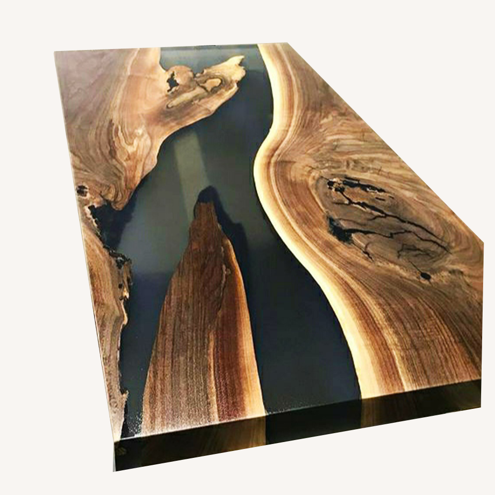 Black Clear Epoxy Resin Coffee & Dining Table, Epoxy Wooden Furniture, Home Deco