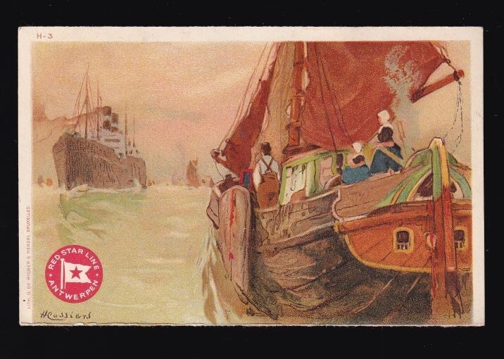85007 Old Red Star Line Postcard H-3 Artist Signed Henri Cassiers from Menu