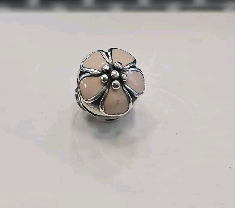 Authentic Pandora 925 Silver Pink Cherry Blossom Enamel Clip Charm 791041EN40