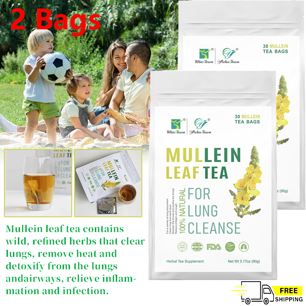 2BAGS 100% Natural Mullein Leaf HerbalTea Lung Cleansing Relief Cough Metabolism