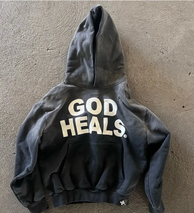 God Heals Painting Print Hoodie Y2K Clothes Mens Womens Harajuku Hip Hop