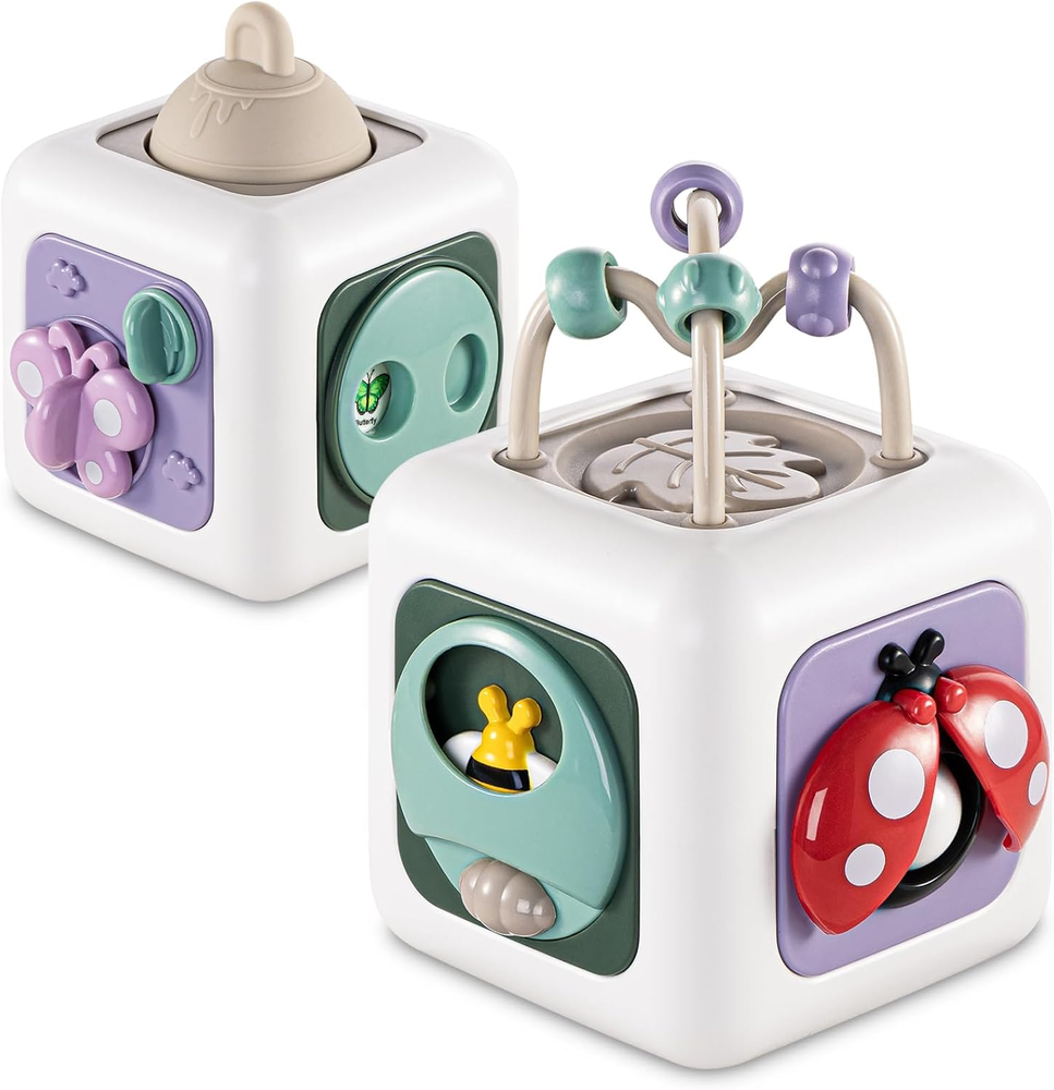 Montessori Baby Busy Board Cube for 1 Year Old Girls and Boys