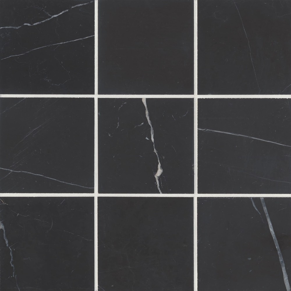 Monet Honed Nero Marquina Marble Tile 4x4 46-Pack Covers 5.11 SF