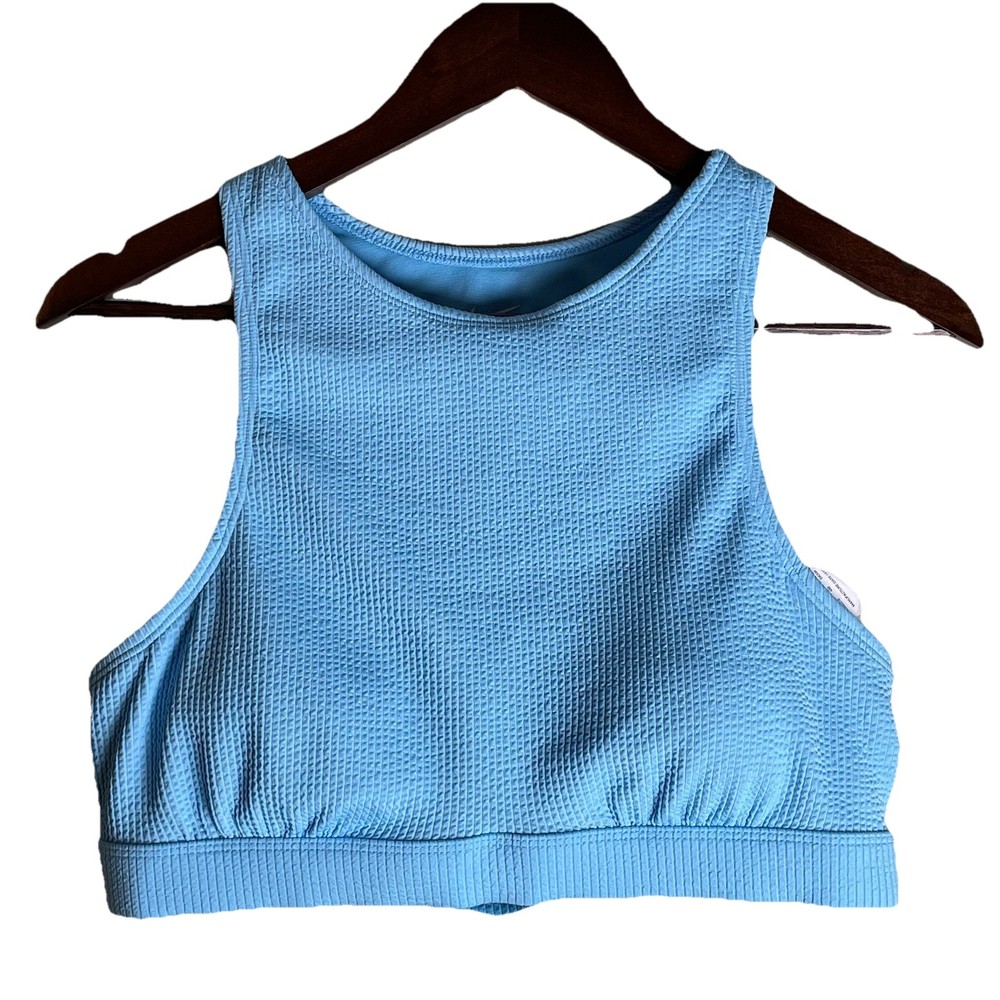 NIKE Swim Top Size Large RIBBED SKY BREEZE SWIMWEAR Top Only Beautiful Sky Blue