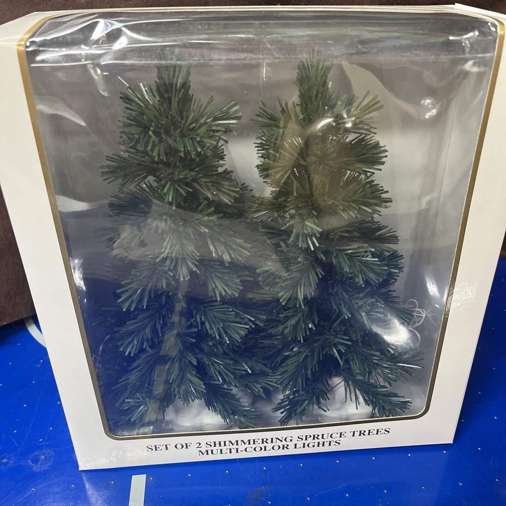 Dillards Winter Glen Christmas Set of 2 Multi-Color Shimmering Spruce Trees