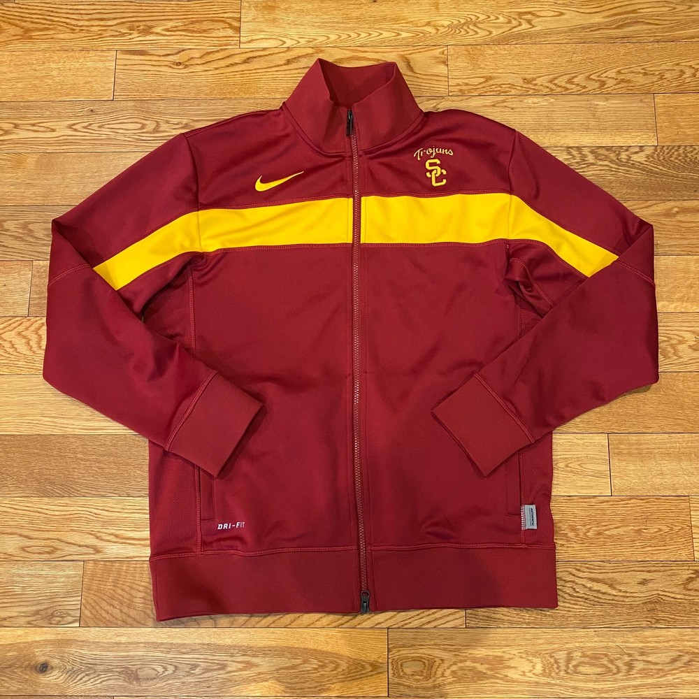 Nike Dri-Fit Authentic USC Trojans Red Gold Full Zip Track Jacket Mens Medium