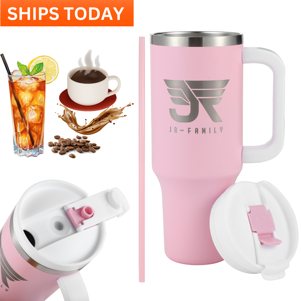 40 oz Tumbler Stainless Steel Vacuum Insulated With Lid And Straw PINK Tumbler